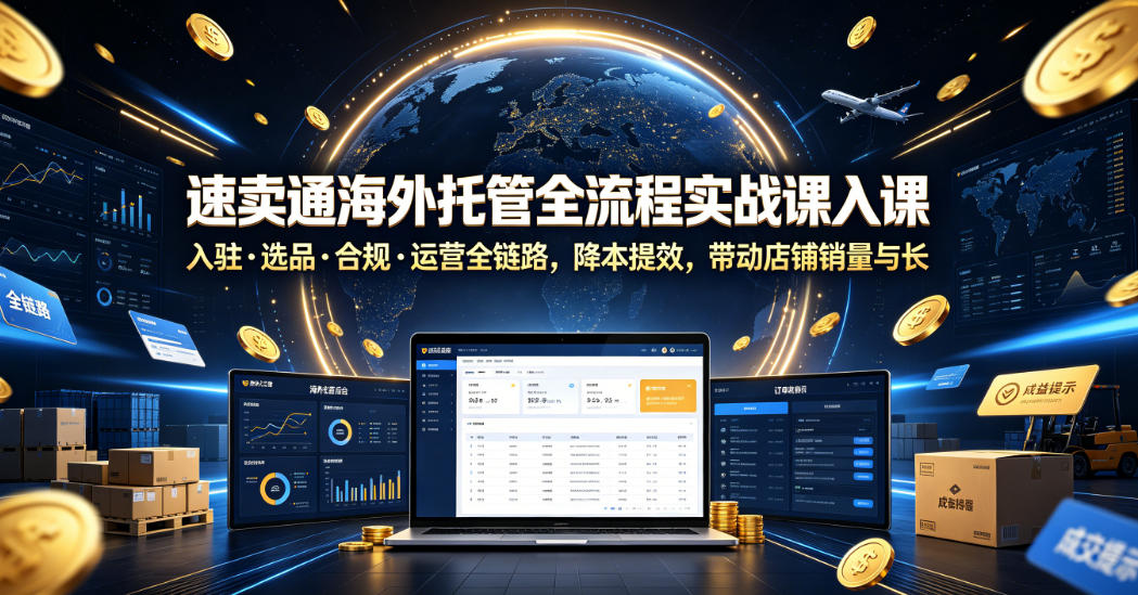 速卖通海外托管全流程实战课入驻・选品・合规・运营全链路，降本提效，带动店铺销量与收益增长网络赚钱,项目资源网,副业资源网,兼职项目,网赚课程-副业赚钱-互联网创业-独家轻创IP大圣网创