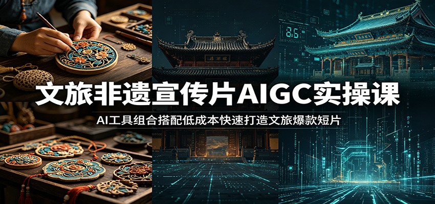 文旅非遗宣传片AIGC实操课：AI工具组合搭配低成本快速打造文旅爆款短片网络赚钱,项目资源网,副业资源网,兼职项目,网赚课程-副业赚钱-互联网创业-独家轻创IP大圣网创