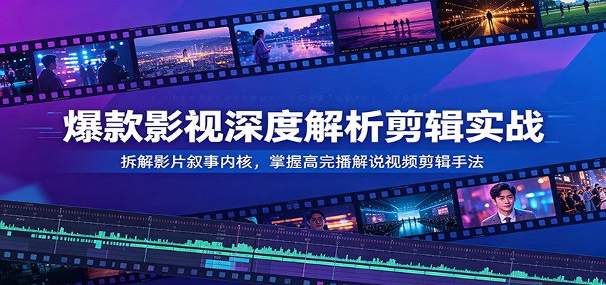 爆款影视深度解析剪辑实战：拆解影片叙事内核，掌握高完播解说视频剪辑手法网络赚钱,项目资源网,副业资源网,兼职项目,网赚课程-副业赚钱-互联网创业-独家轻创IP大圣网创