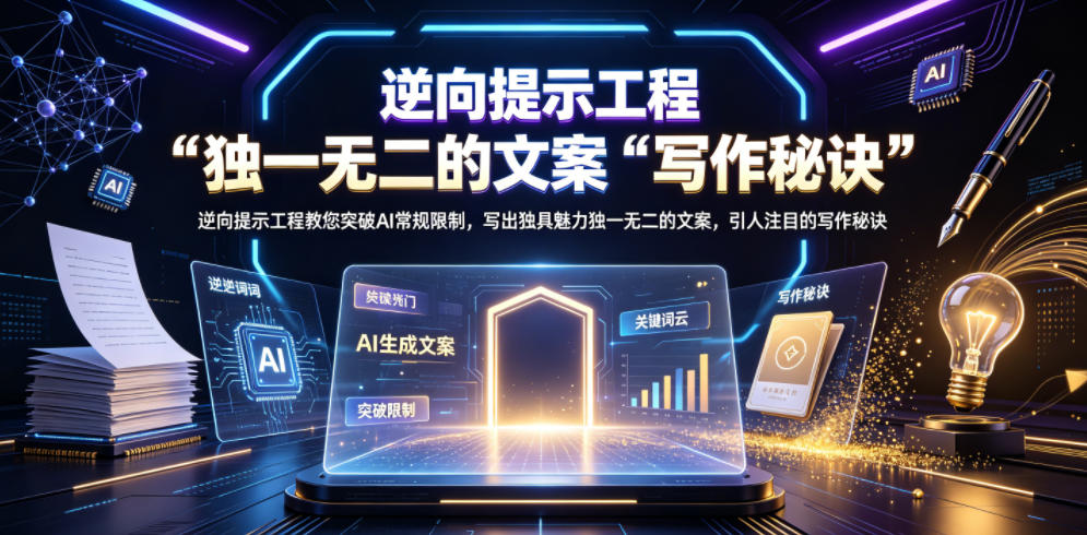逆向提示工程教您突破AI常规限制，写出独具魅力独一无二的文案，引人注目的写作秘诀【原创双语字幕】网络赚钱,项目资源网,副业资源网,兼职项目,网赚课程-副业赚钱-互联网创业-独家轻创IP大圣网创