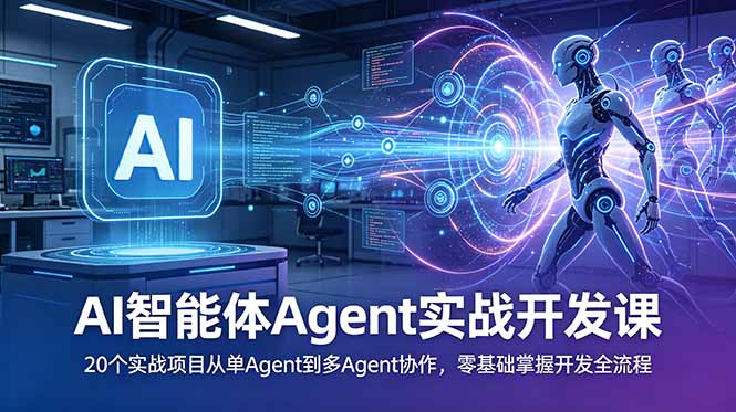 AI智能体Agent实战开发课：20个实战项目从单Agent到多Agent协作，零基础掌握开发全流程网络赚钱,项目资源网,副业资源网,兼职项目,网赚课程-副业赚钱-互联网创业-独家轻创IP大圣网创