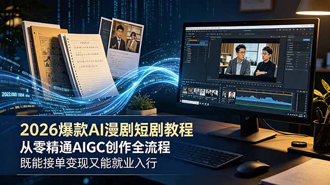 2026 爆款 AI 漫剧短剧教程 从零精通 AIGC 创作全流程 既能接单变现又能就业入行网络赚钱,项目资源网,副业资源网,兼职项目,网赚课程-副业赚钱-互联网创业-独家轻创IP大圣网创
