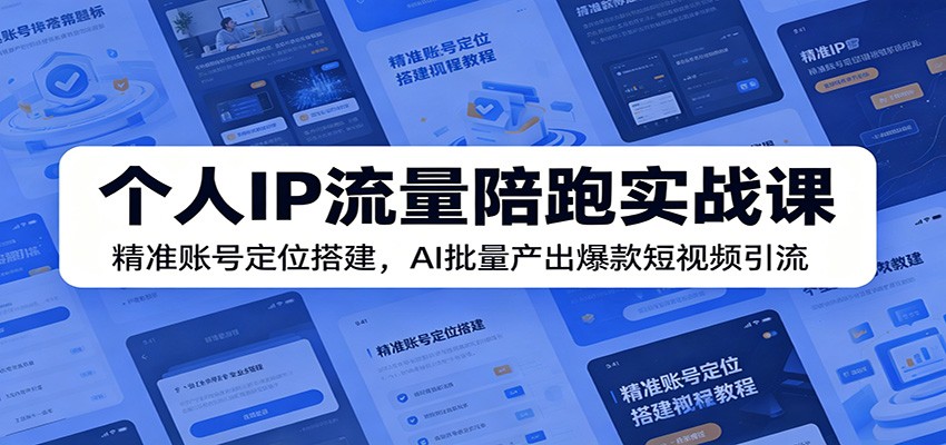个人IP流量陪跑实战课:精准账号定位搭建,AI批量产出爆款短视频引流网络赚钱,项目资源网,副业资源网,兼职项目,网赚课程-副业赚钱-互联网创业-独家轻创IP大圣网创