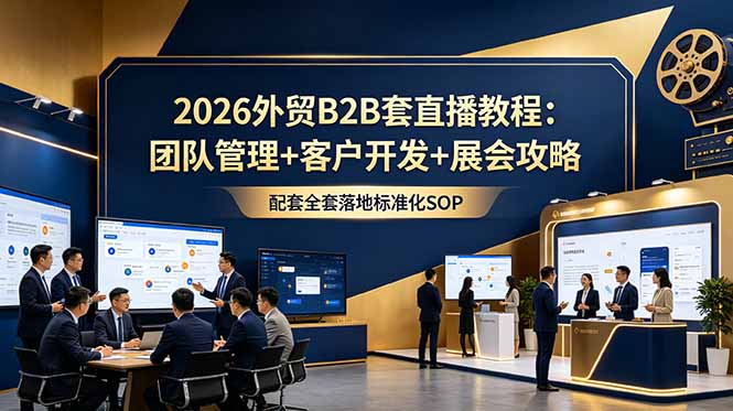 2026外贸B2B套直播教程:团队管理+客户开发+展会攻略,配套全套落地标准化SOP网络赚钱,项目资源网,副业资源网,兼职项目,网赚课程-副业赚钱-互联网创业-独家轻创IP大圣网创
