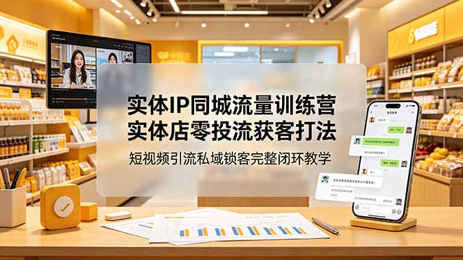 实体IP同城流量训练营:实体店零投流获客打法,短视频引流私域锁客完整闭环教学网络赚钱,项目资源网,副业资源网,兼职项目,网赚课程-副业赚钱-互联网创业-独家轻创IP大圣网创