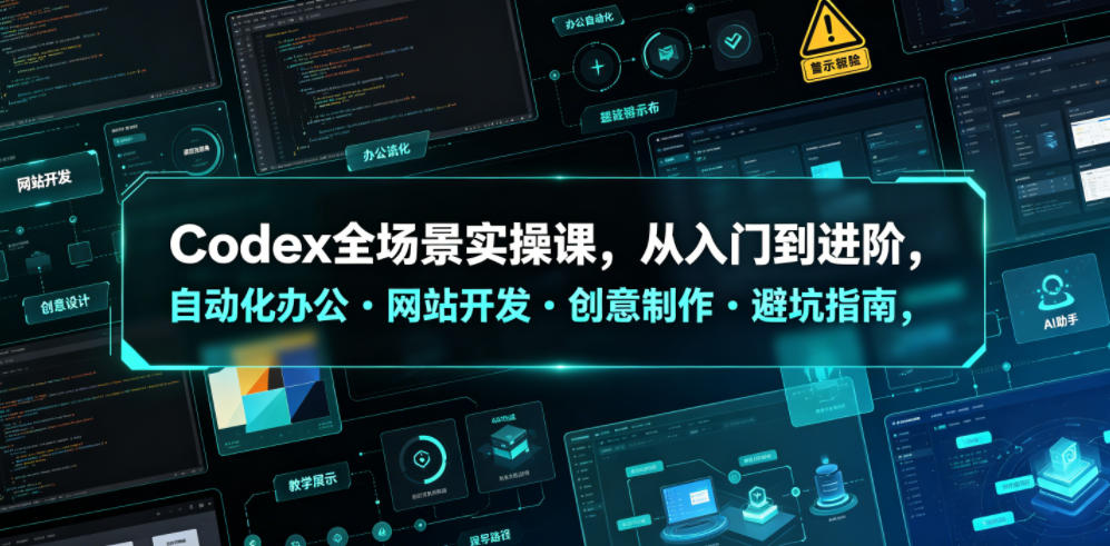 Codex全场景实操课,从入门到进阶,自动化办公・网站开发・创意制作・避坑指南,全流程教学网络赚钱,项目资源网,副业资源网,兼职项目,网赚课程-副业赚钱-互联网创业-独家轻创IP大圣网创
