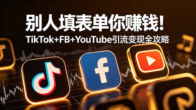 别人填表单你赚钱!TikTok+FB+YouTube 引流变现全攻略【原创双语字幕】网络赚钱,项目资源网,副业资源网,兼职项目,网赚课程-副业赚钱-互联网创业-独家轻创IP大圣网创