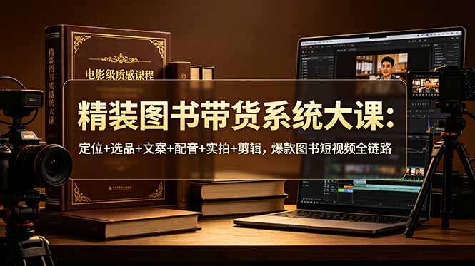 精装图书带货系统大课:定位+选品+文案+配音+实拍+剪辑,爆款图书短视频全链路网络赚钱,项目资源网,副业资源网,兼职项目,网赚课程-副业赚钱-互联网创业-独家轻创IP大圣网创