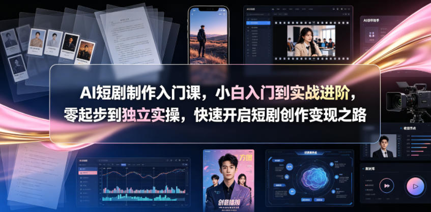 AI短剧制作入门课,小白入门到实战进阶,零起步到独立实操,快速开启短剧创作变现之路网络赚钱,项目资源网,副业资源网,兼职项目,网赚课程-副业赚钱-互联网创业-独家轻创IP大圣网创