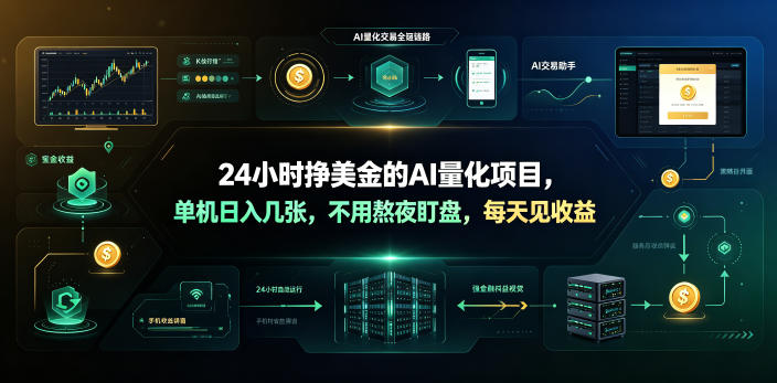 24小时挣美金的AI量化项目，单机日入几十美刀，不用熬夜盯盘，每天见收益【揭秘】网络赚钱,项目资源网,副业资源网,兼职项目,网赚课程-副业赚钱-互联网创业-独家轻创IP大圣网创