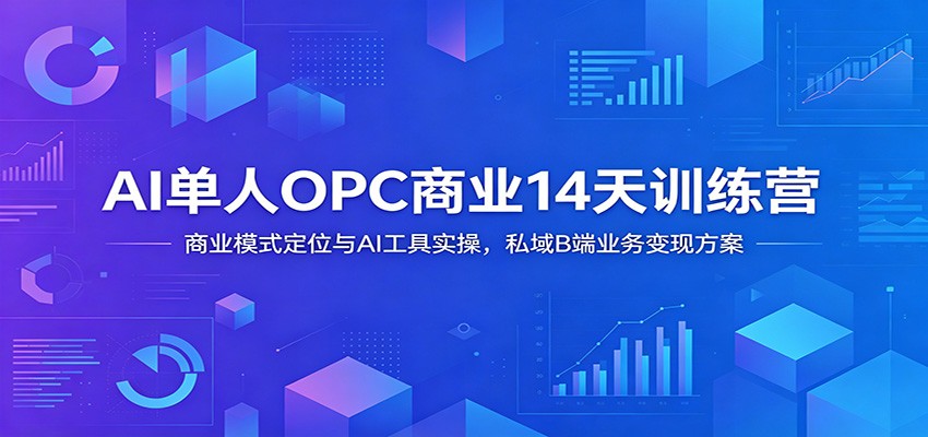 AI单人OPC商业14天训练营：商业模式定位与AI工具实操，私域B端业务变现方案网络赚钱,项目资源网,副业资源网,兼职项目,网赚课程-副业赚钱-互联网创业-独家轻创IP大圣网创