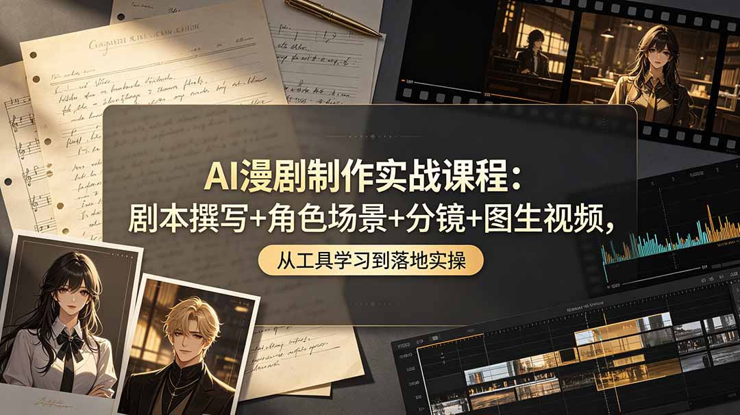 AI漫剧制作实战课程：剧本撰写+角色场景+分镜+图生视频，从工具学习到落地实操网络赚钱,项目资源网,副业资源网,兼职项目,网赚课程-副业赚钱-互联网创业-独家轻创IP大圣网创