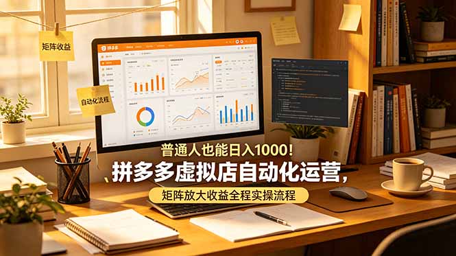 普通人也能日入 1000！拼多多虚拟店自动化运营，矩阵放大收益全程实操流程网络赚钱,项目资源网,副业资源网,兼职项目,网赚课程-副业赚钱-互联网创业-独家轻创IP大圣网创