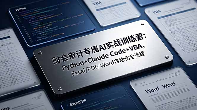 财会审计专属 AI实战训练营：Python+Claude Code+VBA，Excel/PDF/Word自动化全流程网络赚钱,项目资源网,副业资源网,兼职项目,网赚课程-副业赚钱-互联网创业-独家轻创IP大圣网创