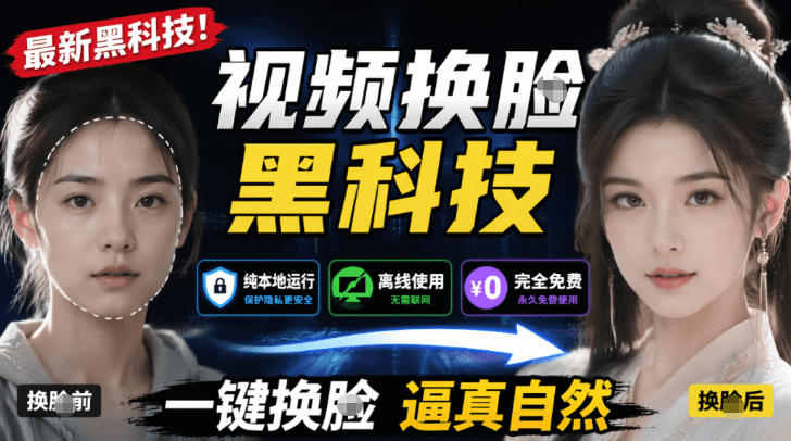 AI人工智能如此夸张？一键视频换Lian黑科技，纯本地离线运行，本地视频换Lian娱乐工具，AI FaceSwap网络赚钱,项目资源网,副业资源网,兼职项目,网赚课程-副业赚钱-互联网创业-独家轻创IP大圣网创