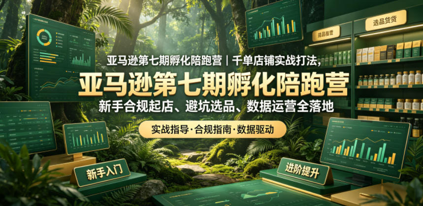 亚马逊第七期孵化陪跑营｜千单店铺实战打法，新手合规起店、避坑选品、数据运营全落地(更新0625)网络赚钱,项目资源网,副业资源网,兼职项目,网赚课程-副业赚钱-互联网创业-独家轻创IP大圣网创