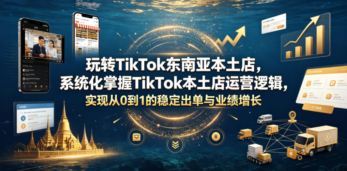 玩转TikTok东南亚本土店，系统化掌握TikTok本土店运营逻辑，实现从0到1的稳定出单与业绩增长网络赚钱,项目资源网,副业资源网,兼职项目,网赚课程-副业赚钱-互联网创业-独家轻创IP大圣网创