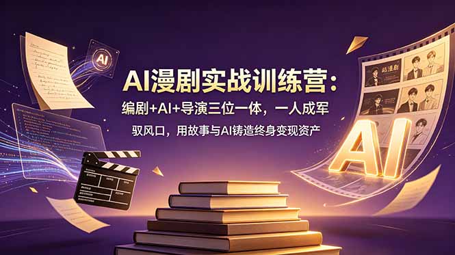 AI漫剧实战训练营：编剧+AI+导演三位一体，一人成军 驭风口，用故事与AI铸造终身变现资产网络赚钱,项目资源网,副业资源网,兼职项目,网赚课程-副业赚钱-互联网创业-独家轻创IP大圣网创