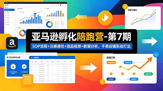 亚马逊孵化陪跑营-第7期：SOP流程+注册避坑+选品梳理+数据分析，千单店铺实战打法(更新0625网络赚钱,项目资源网,副业资源网,兼职项目,网赚课程-副业赚钱-互联网创业-独家轻创IP大圣网创