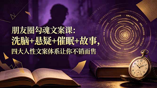朋友圈勾魂文案课：洗脑+悬疑+催眠+故事，四大人性文案体系让你不销而售网络赚钱,项目资源网,副业资源网,兼职项目,网赚课程-副业赚钱-互联网创业-独家轻创IP大圣网创