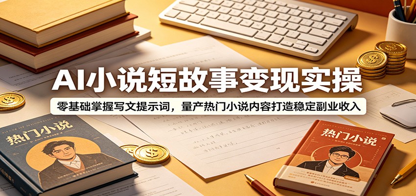 AI小说短故事变现实操：零基础掌握写文提示词，量产热门小说内容打造稳定副业收入网络赚钱,项目资源网,副业资源网,兼职项目,网赚课程-副业赚钱-互联网创业-独家轻创IP大圣网创