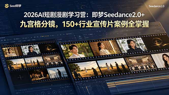 2026AI短剧漫剧学习营：即梦Seedance2.0+九宫格分镜，150+行业宣传片案例全掌握网络赚钱,项目资源网,副业资源网,兼职项目,网赚课程-副业赚钱-互联网创业-独家轻创IP大圣网创