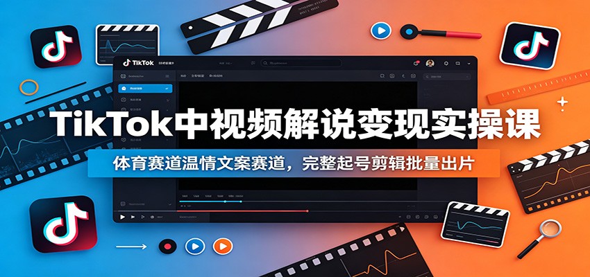 TikTok中视频解说变现实操课：体育赛道温情文案赛道，完整起号剪辑批量出片网络赚钱,项目资源网,副业资源网,兼职项目,网赚课程-副业赚钱-互联网创业-独家轻创IP大圣网创