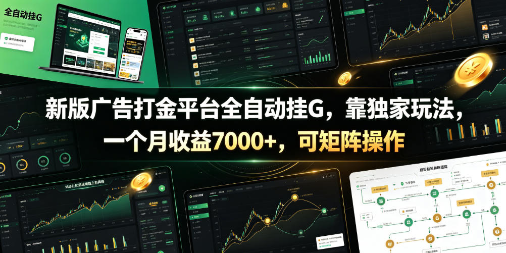 新版广告打金平台全自动挂G，靠独家玩法，一个月收益7000+，可矩阵操作【附全套脚本】【揭秘】网络赚钱,项目资源网,副业资源网,兼职项目,网赚课程-副业赚钱-互联网创业-独家轻创IP大圣网创