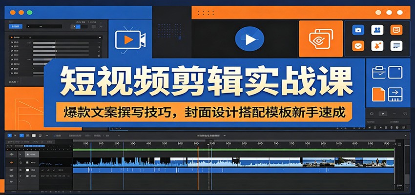 短视频剪辑实战课：爆款文案撰写技巧，封面设计搭配模板新手速成网络赚钱,项目资源网,副业资源网,兼职项目,网赚课程-副业赚钱-互联网创业-独家轻创IP大圣网创