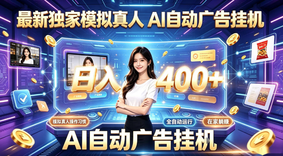 最新独家模拟真人，AI自动挂号挂G，日入400+，全程全自动运行，无需人工【揭秘】网络赚钱,项目资源网,副业资源网,兼职项目,网赚课程-副业赚钱-互联网创业-独家轻创IP大圣网创