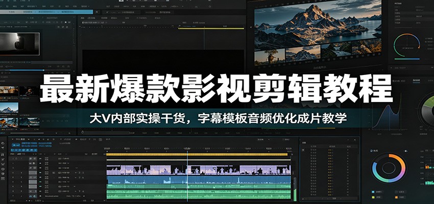 最新爆款影视剪辑教程：大V内部实操干货，字幕模板音频优化成片教学网络赚钱,项目资源网,副业资源网,兼职项目,网赚课程-副业赚钱-互联网创业-独家轻创IP大圣网创