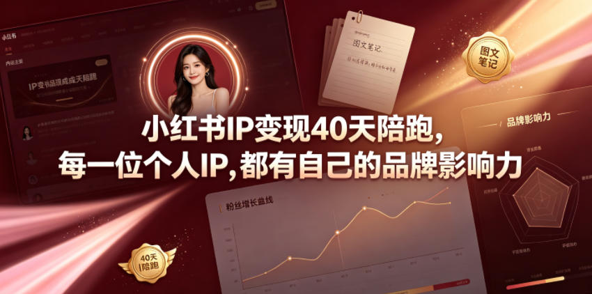 小红书IP变现40天陪跑，每一位个人IP，都有自己的品牌影响力网络赚钱,项目资源网,副业资源网,兼职项目,网赚课程-副业赚钱-互联网创业-独家轻创IP大圣网创