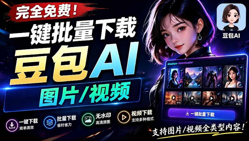 Github最新发布！一键批量下载豆包AI无水印图片/视频，简单易用，自动解析提示词网络赚钱,项目资源网,副业资源网,兼职项目,网赚课程-副业赚钱-互联网创业-独家轻创IP大圣网创
