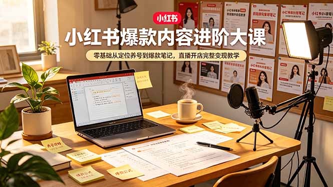 小红书爆款内容进阶大课，零基础从定位养号到爆款笔记，直播开店完整变现教学网络赚钱,项目资源网,副业资源网,兼职项目,网赚课程-副业赚钱-互联网创业-独家轻创IP大圣网创