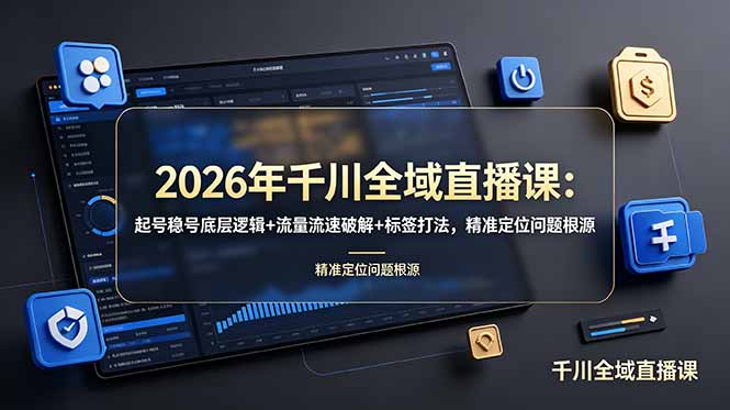 2026年千川全域直播课：起号稳号底层逻辑+流量流速破解+标签打法，精准定位问题根源网络赚钱,项目资源网,副业资源网,兼职项目,网赚课程-副业赚钱-互联网创业-独家轻创IP大圣网创