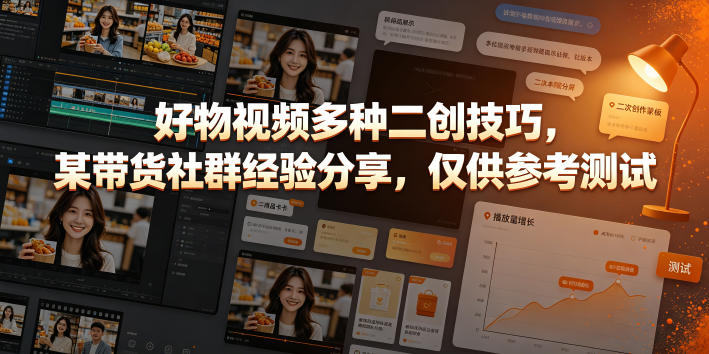 好物视频多种二创技巧，某带货社群经验分享，仅供参考测试网络赚钱,项目资源网,副业资源网,兼职项目,网赚课程-副业赚钱-互联网创业-独家轻创IP大圣网创