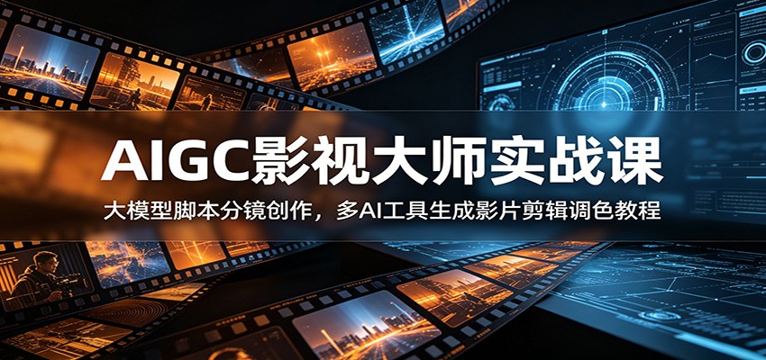 AIGC影视大师实战课:大模型脚本分镜创作,多AI工具生成影片剪辑调色教程网络赚钱,项目资源网,副业资源网,兼职项目,网赚课程-副业赚钱-互联网创业-独家轻创IP大圣网创