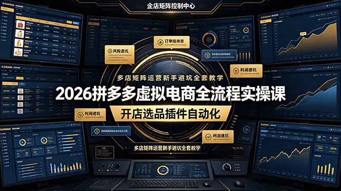 2026拼多多虚拟电商全流程实操课，开店选品插件自动化，多店矩阵运营新手避坑全套教学网络赚钱,项目资源网,副业资源网,兼职项目,网赚课程-副业赚钱-互联网创业-独家轻创IP大圣网创
