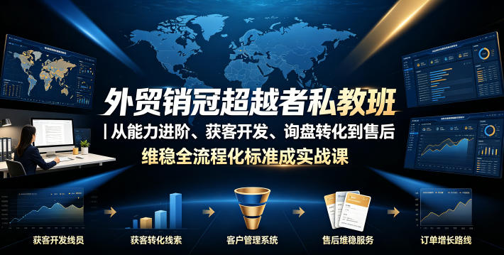 外贸销冠超越者私教班｜从能力进阶、获客开发、询盘转化到售后维稳全流程标准化成交实战课网络赚钱,项目资源网,副业资源网,兼职项目,网赚课程-副业赚钱-互联网创业-独家轻创IP大圣网创