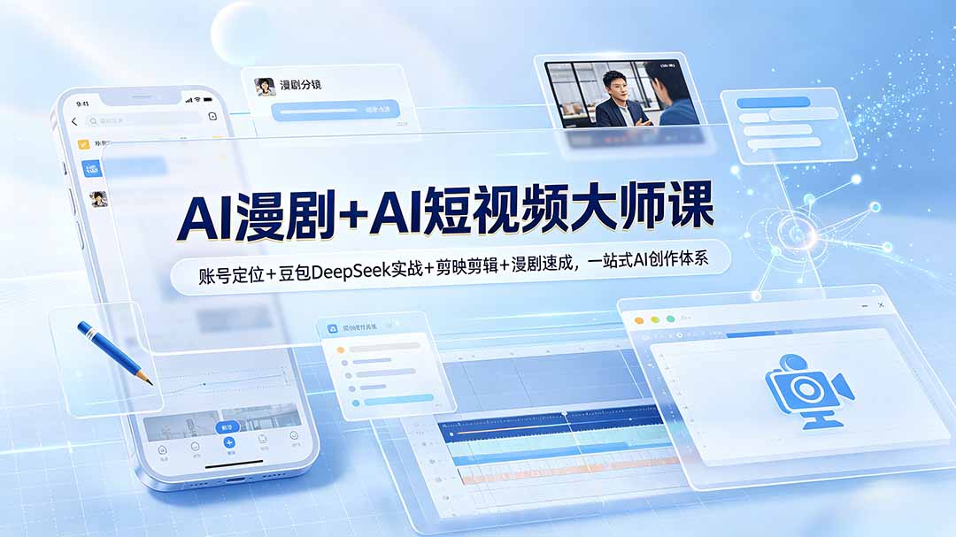 AI漫剧+AI短视频大师课：账号定位+豆包DeepSeek实战+剪映剪辑+漫剧速成，一站式AI创作体系网络赚钱,项目资源网,副业资源网,兼职项目,网赚课程-副业赚钱-互联网创业-独家轻创IP大圣网创