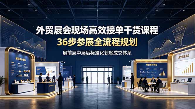 外贸展会现场高效接单干货课程，36步参展全流程规划，展前展中展后标准化获客成交体系网络赚钱,项目资源网,副业资源网,兼职项目,网赚课程-副业赚钱-互联网创业-独家轻创IP大圣网创
