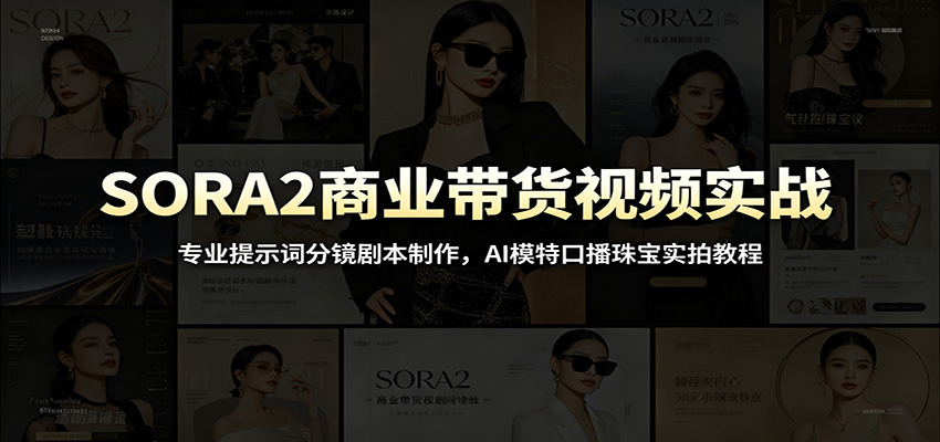 SORA2商业带货视频实战：专业提示词分镜剧本制作，AI模特口播珠宝实拍教程网络赚钱,项目资源网,副业资源网,兼职项目,网赚课程-副业赚钱-互联网创业-独家轻创IP大圣网创