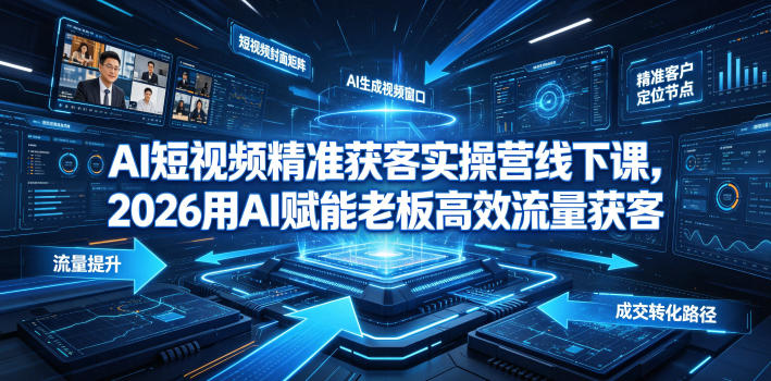 AI短视频精准获客实操营6月10-14号线下课，2026用AI赋能老板高效流量获客网络赚钱,项目资源网,副业资源网,兼职项目,网赚课程-副业赚钱-互联网创业-独家轻创IP大圣网创
