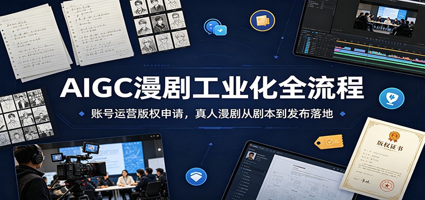 AIGC漫剧工业化全流程：账号运营版权申请，真人漫剧从剧本到发布落地网络赚钱,项目资源网,副业资源网,兼职项目,网赚课程-副业赚钱-互联网创业-独家轻创IP大圣网创