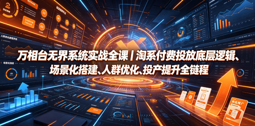 万相台无界系统实战全课|淘系付费投放底层逻辑、场景化搭建、人群优化、投产提升全链路运营教程网络赚钱,项目资源网,副业资源网,兼职项目,网赚课程-副业赚钱-互联网创业-独家轻创IP大圣网创