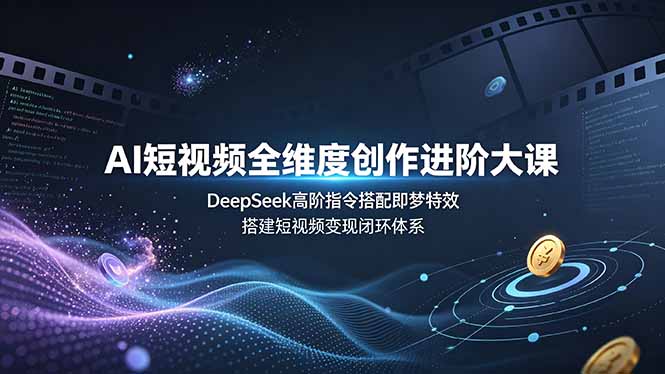 AI短视频全维度创作进阶大课，DeepSeek高阶指令搭配即梦特效，搭建短视频变现闭环体系网络赚钱,项目资源网,副业资源网,兼职项目,网赚课程-副业赚钱-互联网创业-独家轻创IP大圣网创