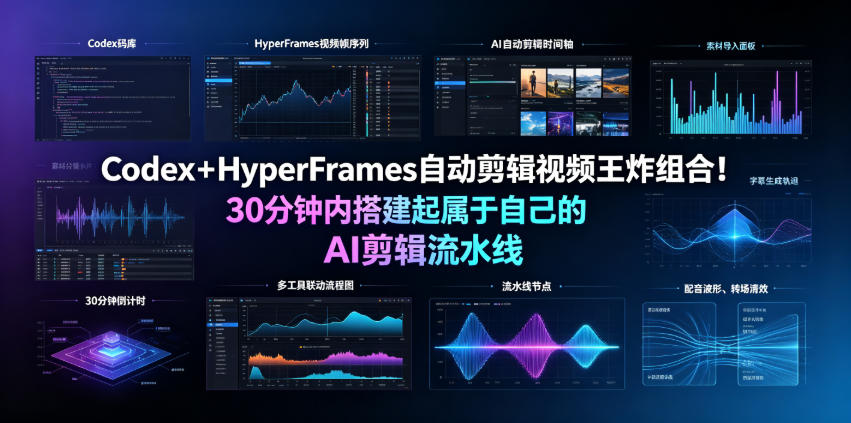 Codex＋HyperFrames自动剪辑视频王炸组合！30分钟内搭建起属于自己的AI剪辑流水线(完整版实操教程手册)网络赚钱,项目资源网,副业资源网,兼职项目,网赚课程-副业赚钱-互联网创业-独家轻创IP大圣网创