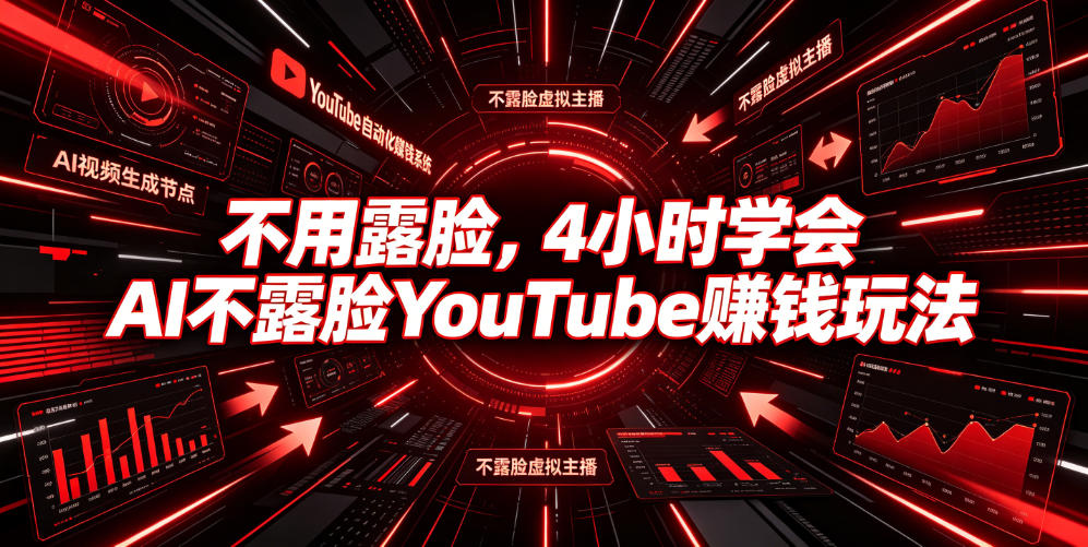 不用露脸，4小时学会AI不露脸YouTube賺钱玩法【原创双语字幕】网络赚钱,项目资源网,副业资源网,兼职项目,网赚课程-副业赚钱-互联网创业-独家轻创IP大圣网创