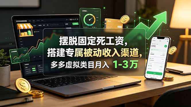 摆脱固定死工资，搭建专属被动收入渠道，多多虚拟类目月入 1-3 万网络赚钱,项目资源网,副业资源网,兼职项目,网赚课程-副业赚钱-互联网创业-独家轻创IP大圣网创