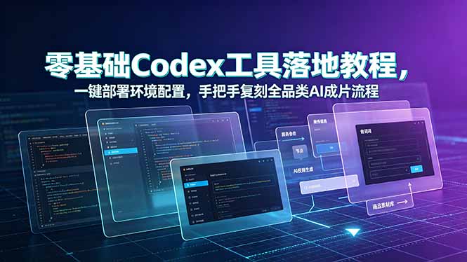 零基础Codex工具落地教程，一键部署环境配置，手把手复刻全品类AI成片流程网络赚钱,项目资源网,副业资源网,兼职项目,网赚课程-副业赚钱-互联网创业-独家轻创IP大圣网创